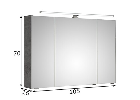 Peegelkapp 945 tumehall, 105x16xH70 cm, LED