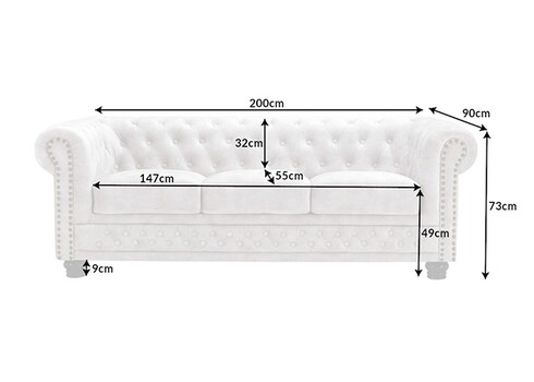 Diivan CHESTERFIELD beež, 200x90xH73 cm