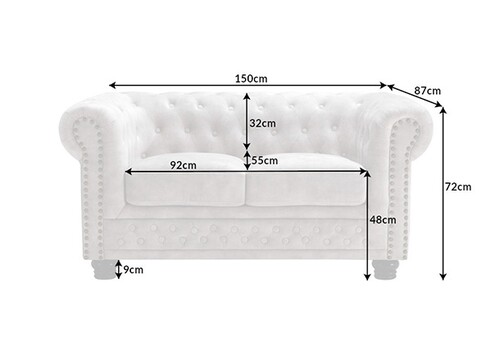 Diivan CHESTERFIELD II beež, 150x87xH72 cm