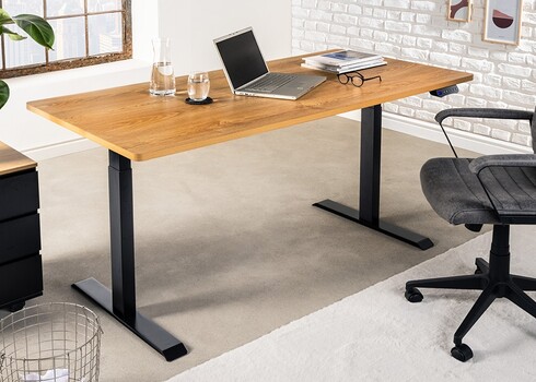 Elektriliselt reguleeritav kirjutuslaud OAK tamm / must, 160x80xH72-117 cm