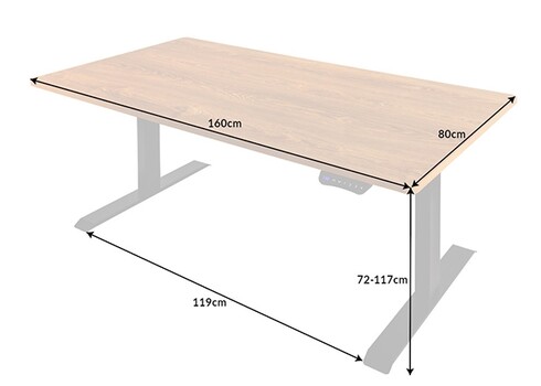 Elektriliselt reguleeritav kirjutuslaud OAK tamm / must, 160x80xH72-117 cm
