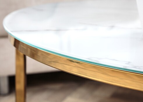 Diivanilaud ELEGANCE valge marmor / kuld, 80x80xH45 cm