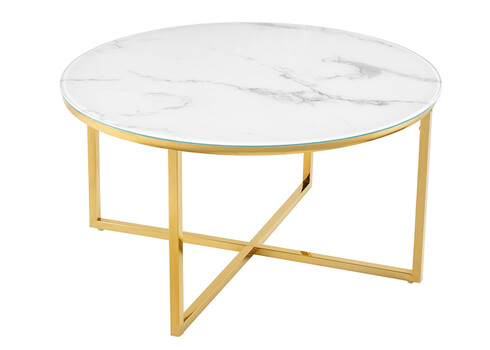 Diivanilaud ELEGANCE valge marmor / kuld, 80x80xH45 cm