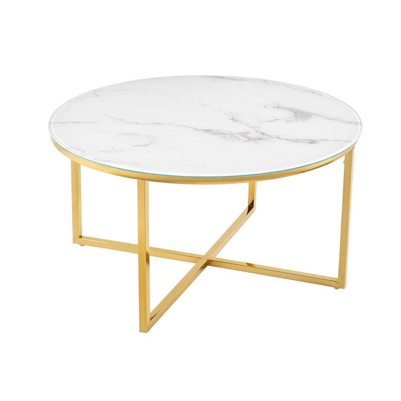 Diivanilaud ELEGANCE valge marmor / kuld, 80x80xH45 cm