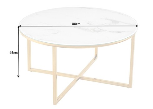 Diivanilaud ELEGANCE valge marmor / kuld, 80x80xH45 cm
