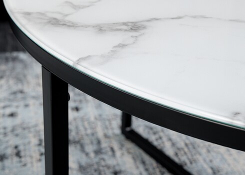 Diivanilaud ELEGANCE valge marmor / must, 80x80xH45 cm