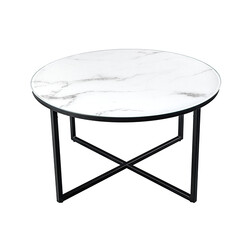 Diivanilaud ELEGANCE valge marmor / must, 80x80xH45 cm