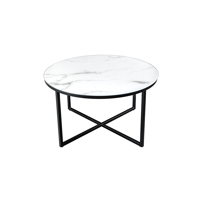 Diivanilaud ELEGANCE valge marmor / must, 80x80xH45 cm