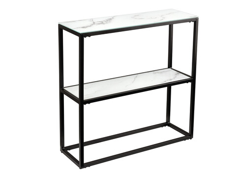 Konsoollaud ELEGANCE valge marmor / must, 80x26xH81 cm