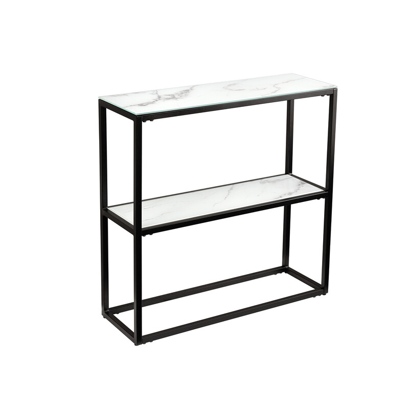 Konsoollaud ELEGANCE valge marmor / must, 80x26xH81 cm