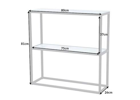 Konsoollaud ELEGANCE valge marmor / must, 80x26xH81 cm