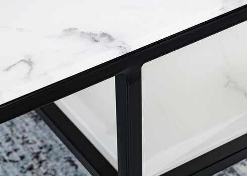 Diivanilaud ELEGANCE valge marmor / must, 90x60xH45 cm