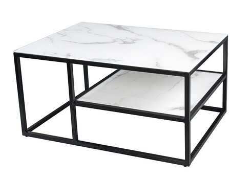 Diivanilaud ELEGANCE valge marmor / must, 90x60xH45 cm