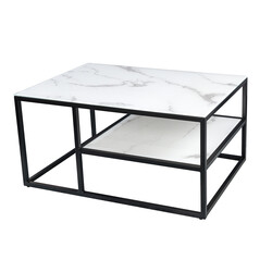Diivanilaud ELEGANCE valge marmor / must, 90x60xH45 cm
