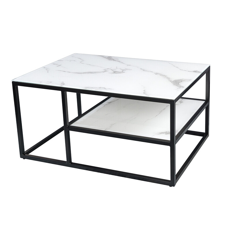 Diivanilaud ELEGANCE valge marmor / must, 90x60xH45 cm