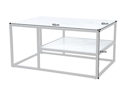 Diivanilaud ELEGANCE valge marmor / must, 90x60xH45 cm