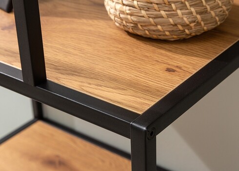 Riiul SLIM LINE metsik tamm / must, 77x35xH185 cm