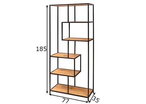Riiul SLIM LINE metsik tamm / must, 77x35xH185 cm