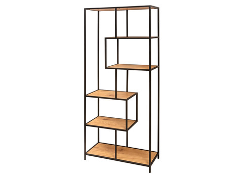 Riiul SLIM LINE metsik tamm / must, 77x35xH185 cm