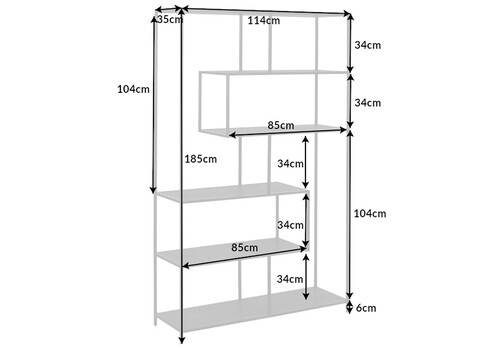 Riiul SLIM LINE must, 114x35xH185 cm