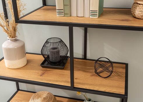 Riiul SLIM LINEmetsik tamm / must, 114x35xH185 cm