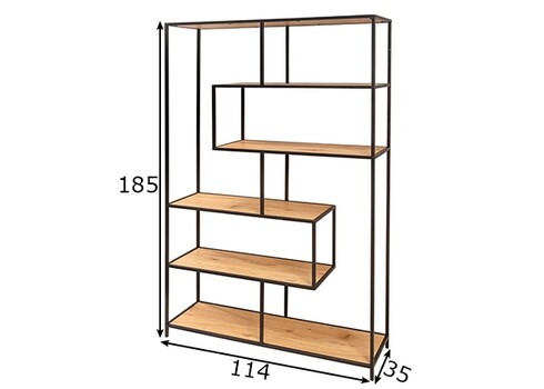 Riiul SLIM LINEmetsik tamm / must, 114x35xH185 cm