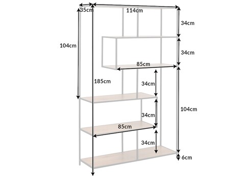 Riiul SLIM LINEmetsik tamm / must, 114x35xH185 cm