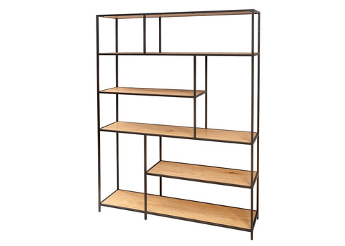 Riiul SLIM LINE metsik tamm / must, 135x35xH185 cm