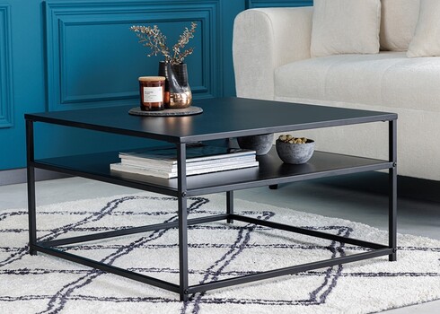 Diivanilaud DURA must metall, 70x70xH40 cm