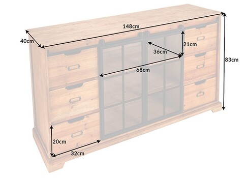 Kummut HERITAGE kuusk, 148x40xH83 cm