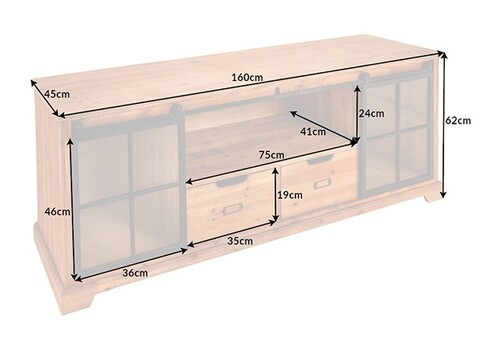 Tv-alus HERITAGE kuusk, 160x45xH62 cm
