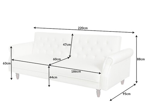 Diivanvoodi MAISON BELLE valge, 220x95xH88 cm