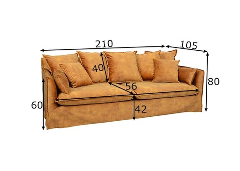 Diivan HEAVEN kollane,  210x105xH80 cm