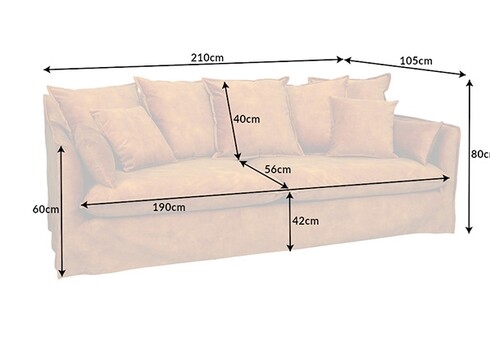 Diivan HEAVEN kollane,  210x105xH80 cm