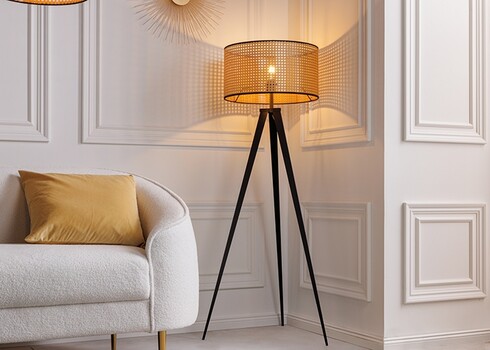 Põrandavalgusti BRAID beež / must, 58x58xH141 cm