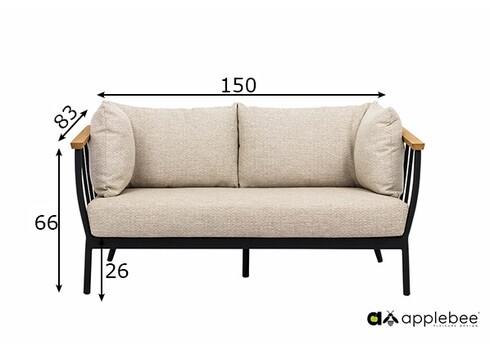 Diivan Apple Bee CONDOR must / helebeež, 140x81xH64 cm