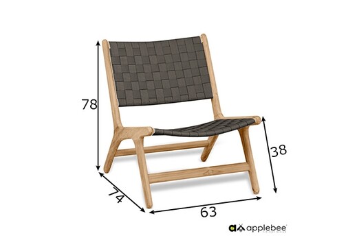 Tool LUC tiik / süsihall, 63x74xH74 cm