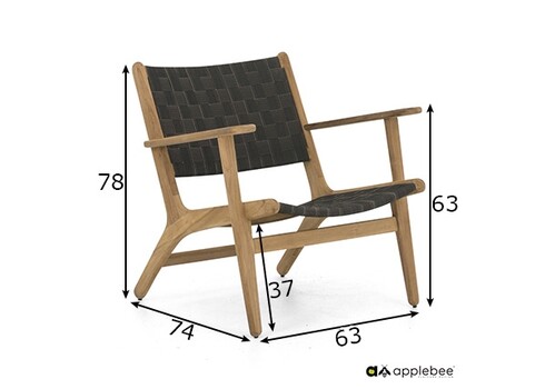 Tugitool LUC tiik / süsihall, 78x74xH74 cm