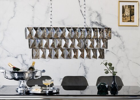 Rippvalgusti CRYSTAL hall / hõbe, 88x29xH127 cm