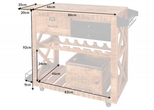 Baarikapp BODEGA mango / must, 86x46xH92 cm