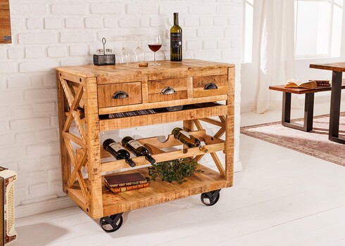 Ratastel baarikäru BODEGA mango / must, 86x46xH92 cm