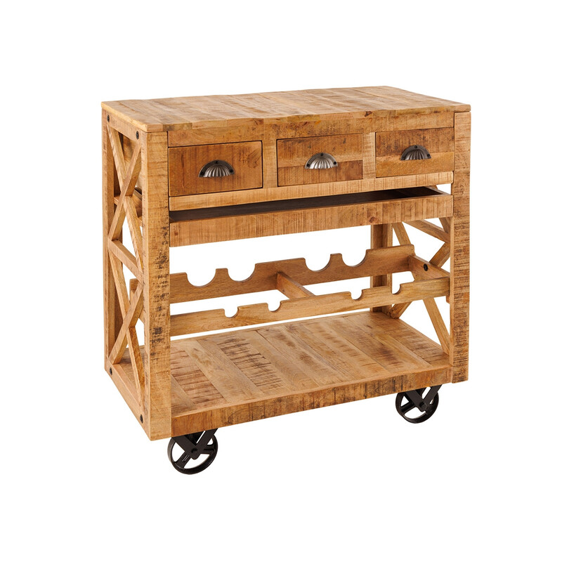 Ratastel baarikäru BODEGA mango / must, 86x46xH92 cm