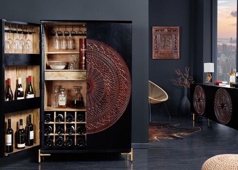 Baarikapp MANDALA must / vask, 95x42xH141 cm