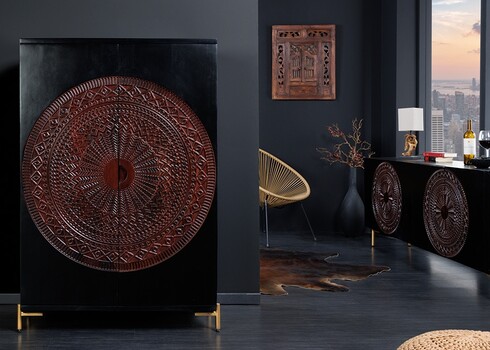 Baarikapp MANDALA must / vask, 95x42xH141 cm