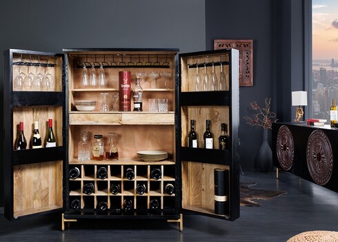 Baarikapp MANDALA must / vask, 95x42xH141 cm