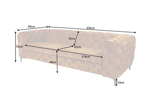 Diivan MODERN BAROQUE kollane, 235x95xH72 cm
