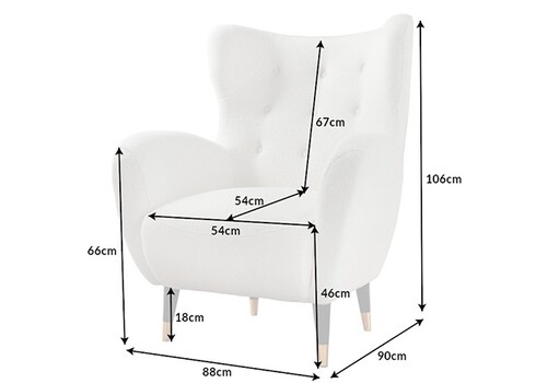 Tugitool DON valge, 88x90xH106 cm