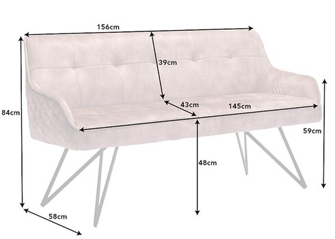 Pink EUPHORIA beež, 156x58xH84 cm