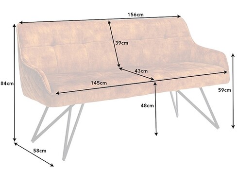 Pink EUPHORIA kollane, 156x58xH84 cm