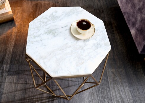 Diivanilaud DIAMOND valge marmor, 42x42xH50 cm